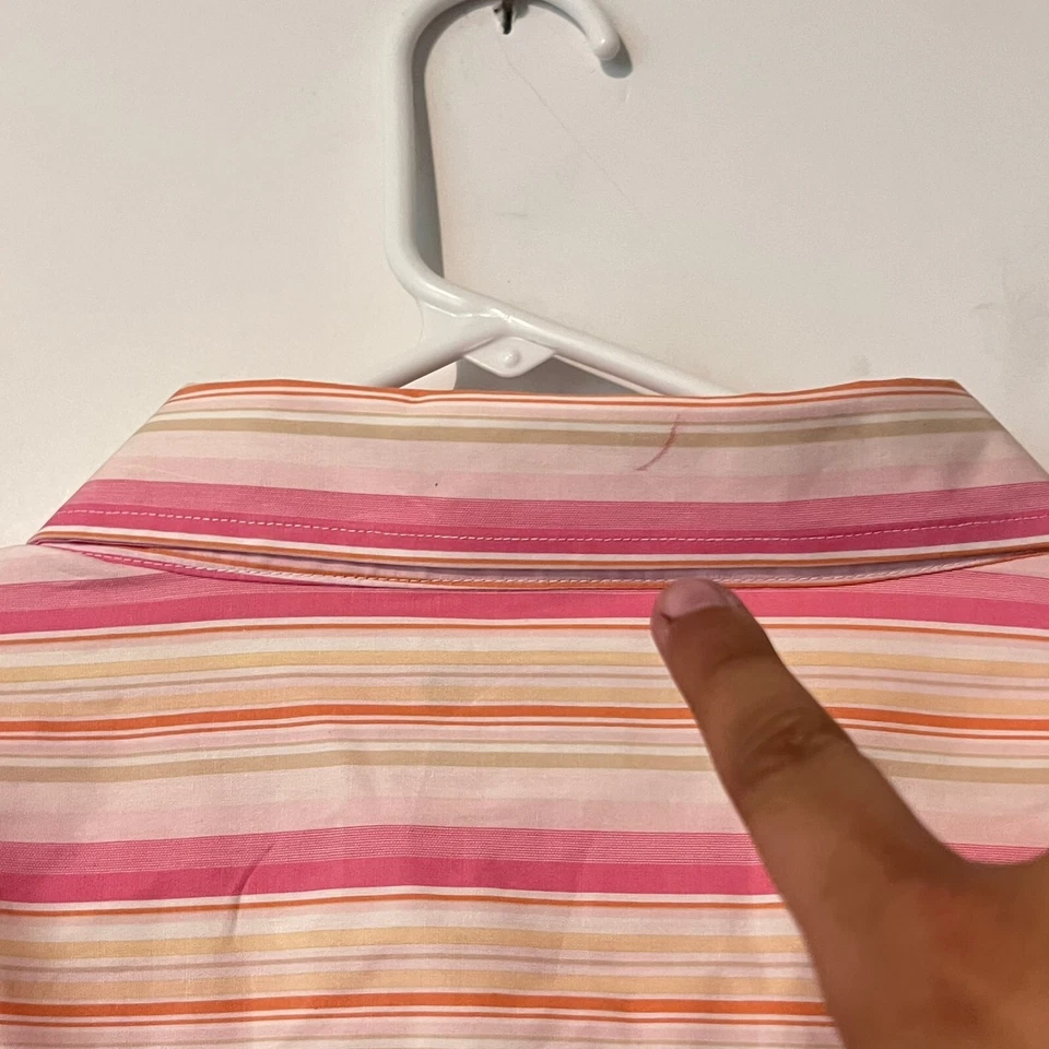 Elephant Mens Shirt Size 3XL 18 36/37 Pink Multicolor Striped Long Sleeve - Image 4 of 4