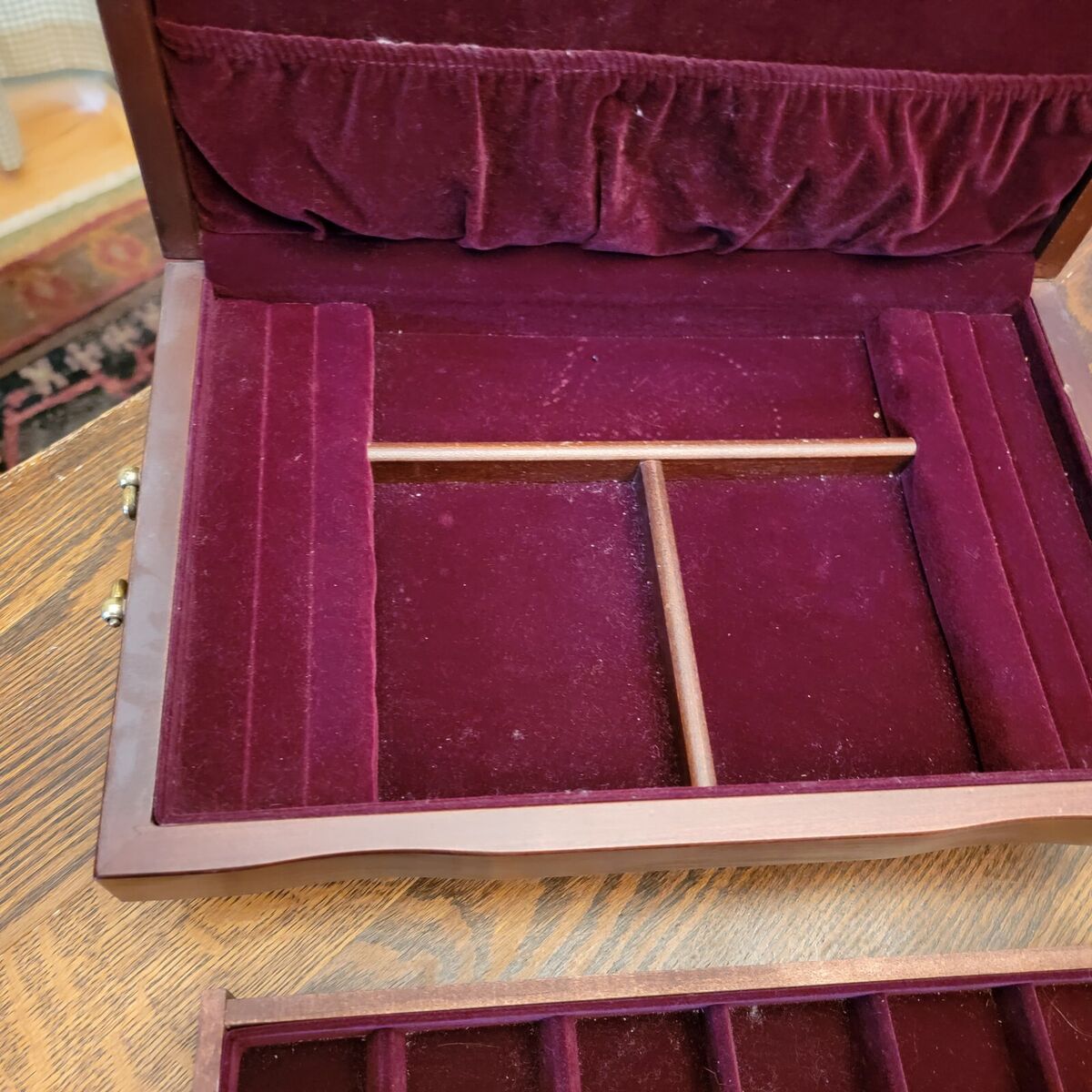 Reed & Barton Eureka Mfg. Wood Jewelry Box 1 Drawer Velvet Reed & Barton Eureka Mfg. Wood Jewelry Box 1 Drawer Velvet