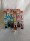Lot of 6 Genuine Canon Bci-6 Inks Cyan Magenta Yellow Photo Cyan Photo Magenta