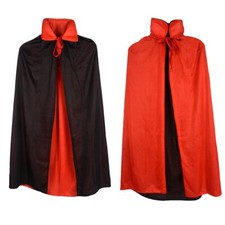 Custome Black Red Reversible Dress Goth Devil Pirate Vampire Demon 47" Cloak ...