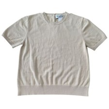 Brooks Brothers Luxury Silk Blend Short Sleeve Sweater Top Beige Kids Medium