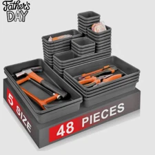 48Pcs Tool Box Organizer Set - 5 Sizes Drawer Trays for Tool Chest Storage