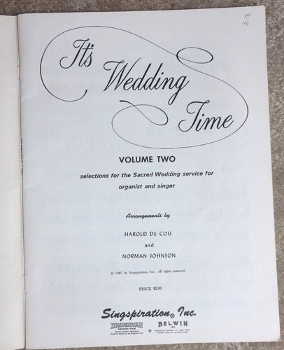 It's Wedding Time Vol 1 & 2 Singspiration Fred Bock Harold De Cou Norman Johnson - Picture 4 of 6