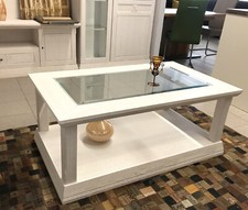 Vienna Couchtisch mit Glasplatte massiv Massivholz Pinie Massivmöbel Pinie