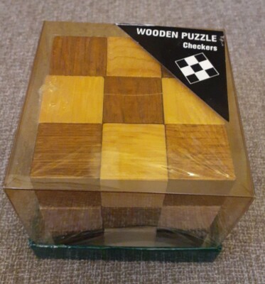 WOODEN PUZZLE:CHECKERS,BRAIN FOOD,BOREDOM BUSTER,FUN FOR ALL AGES,GREAT GIFT!!!