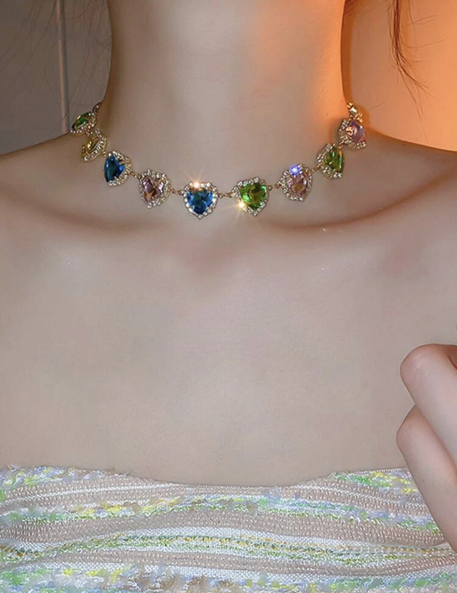 Stunning Glamorous Multi Color Rainbow Bling Rhinestone Heart