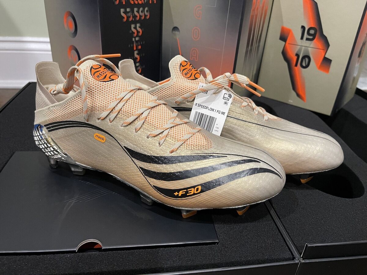 Adidas Mens Rare X Speedflow Messi.1 FG GX0216 Gold Soccer Adidas Mens Rare X Speedflow Messi.1 FG GX0216 Gold Soccer