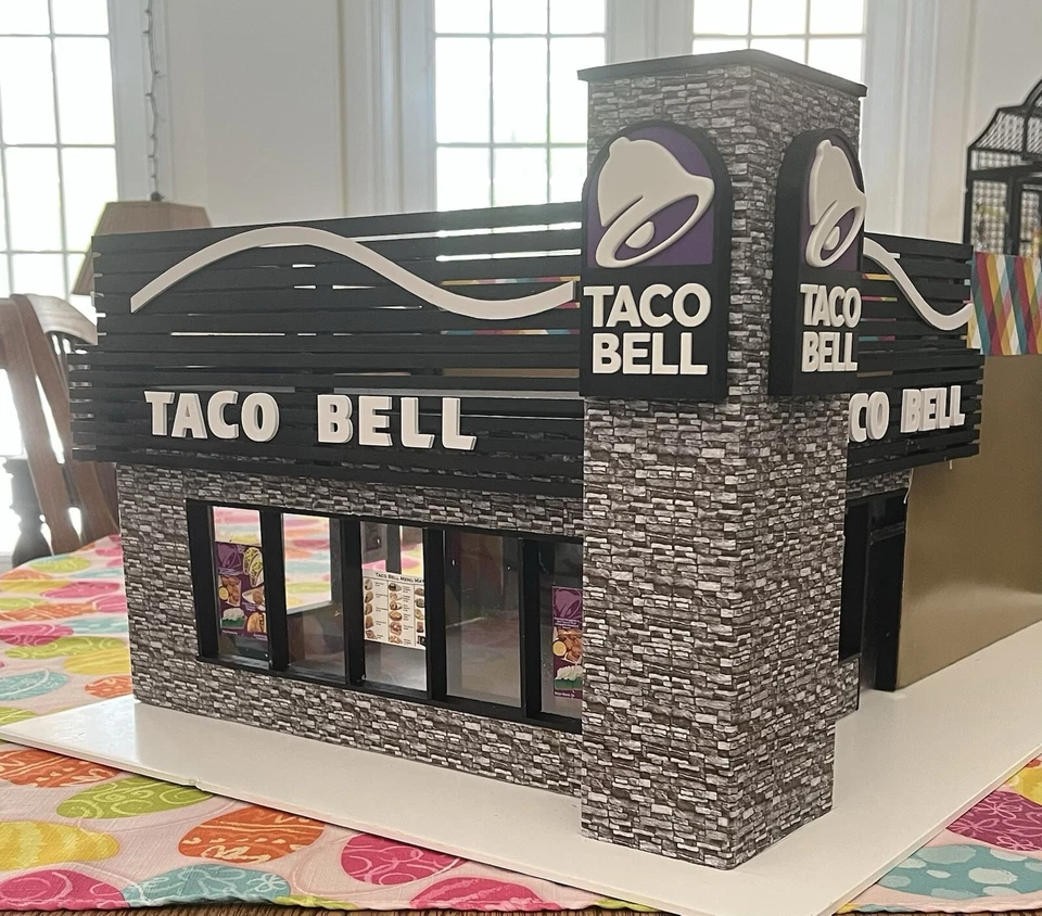 CUSTOMER CUSTOM ORDER O-Scale Taco Bell Restaurant 3D Sign Plastic Decals - Image 2 of 4