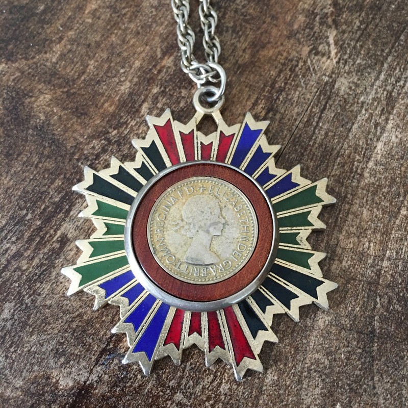 Vintage English Coin REGINA Pendant With Necklace