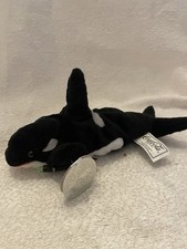 1997 Coca Cola Collectible Killer Whale with Bottle Bean Bag Plush w/ Tags VTG
