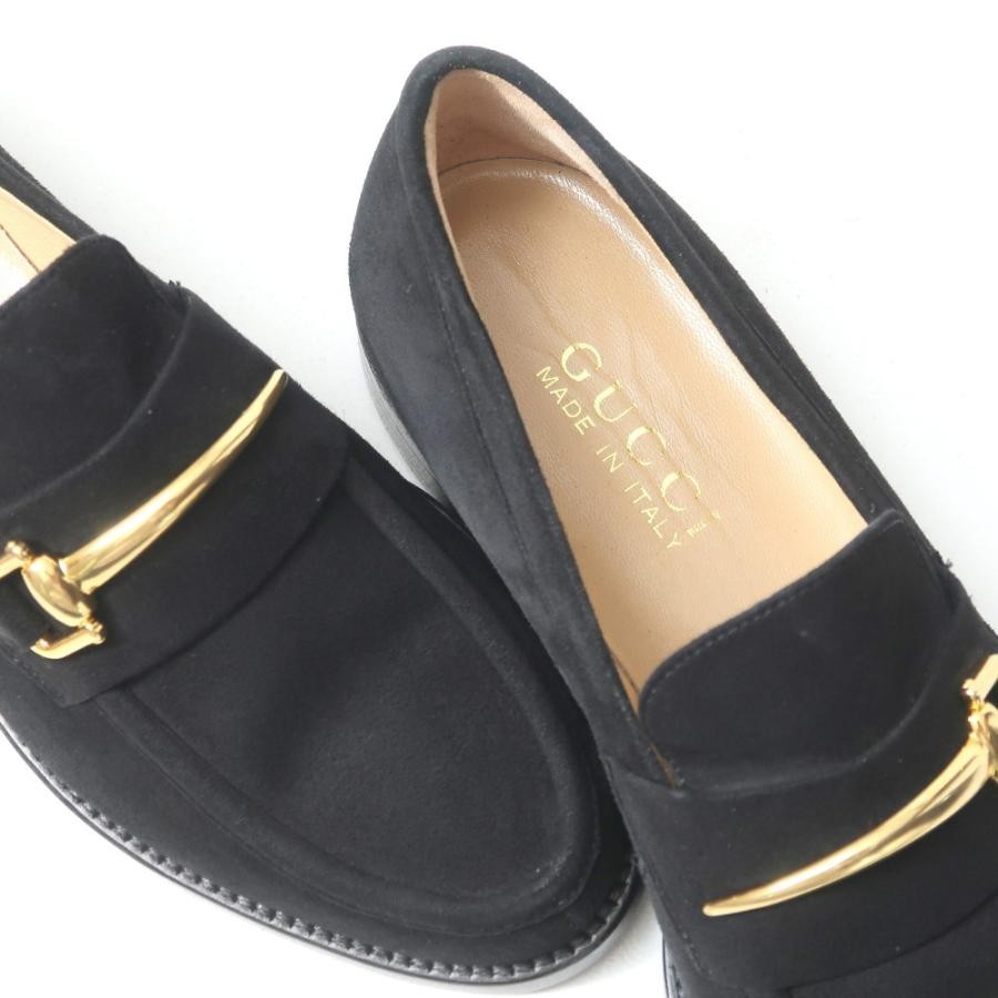 GUCCI Horsebit Suede Loafers Dress Shoes Size:4.5/JP:21.5 Black 141158K Authen thumbnail 6