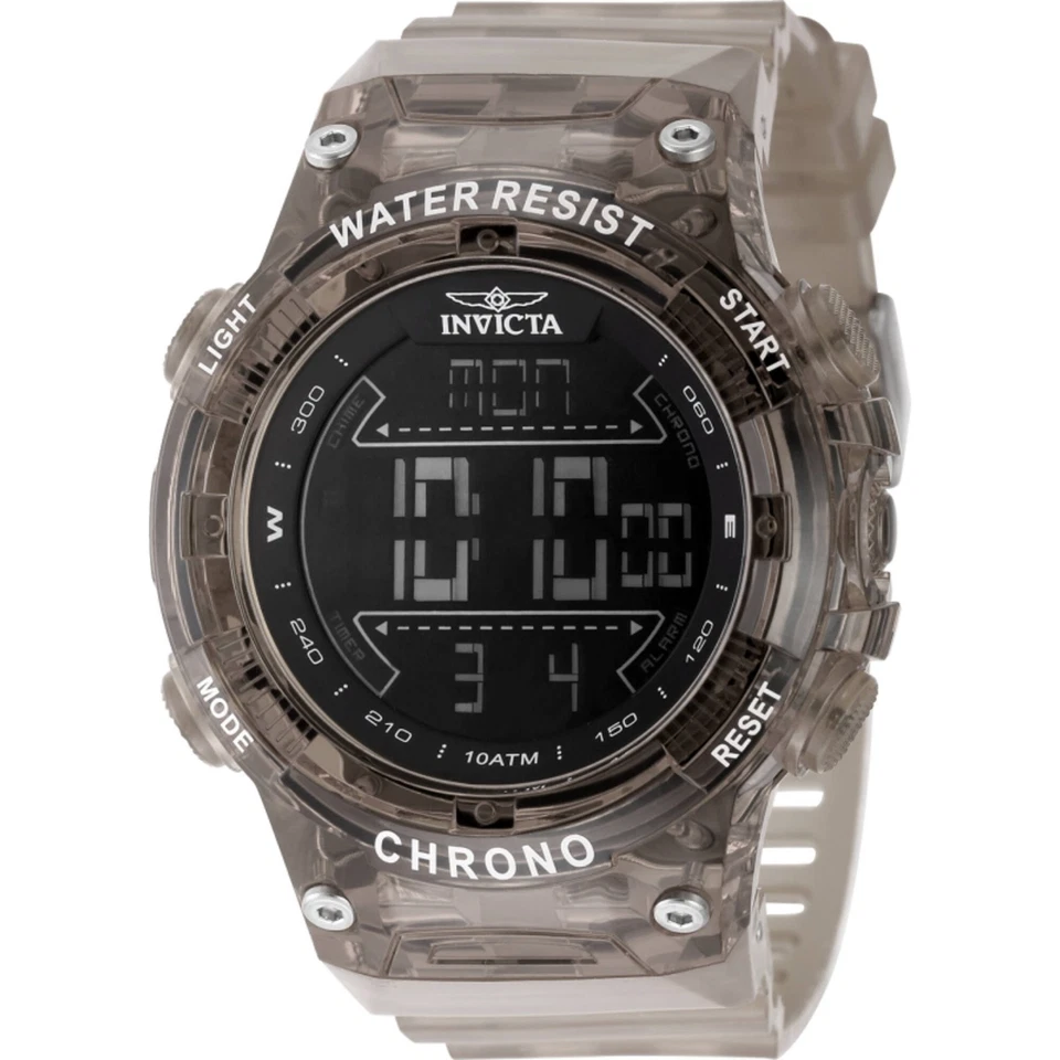 Reloj para hombre Invicta Racing esfera digital negra correa de goma marrón 49043