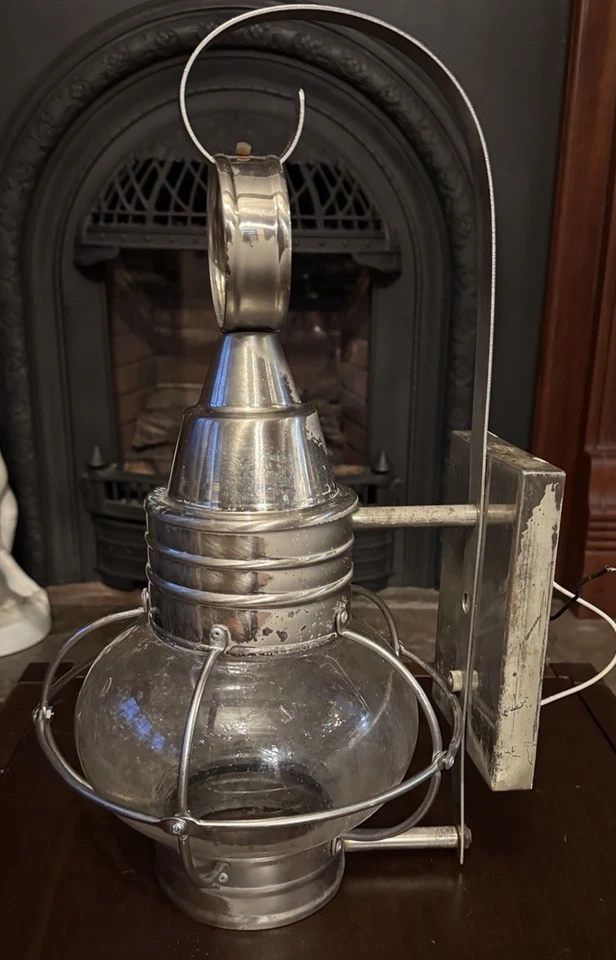 18'' X 10" Onion Lantern- Seeded Glass - Brushed Nickel - Image 2 of 4