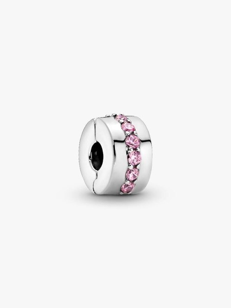 Pandora Charm AnhäNger Bead Clip 925 Sterlingsilber Linie Rosa Steine 791972PCZ-image