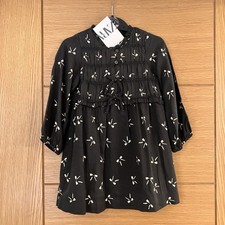 BNWT Baby Girl ZARA Dress 18-24 Months (92cm) Dark Grey Bow Lined (RRP: £25.99)