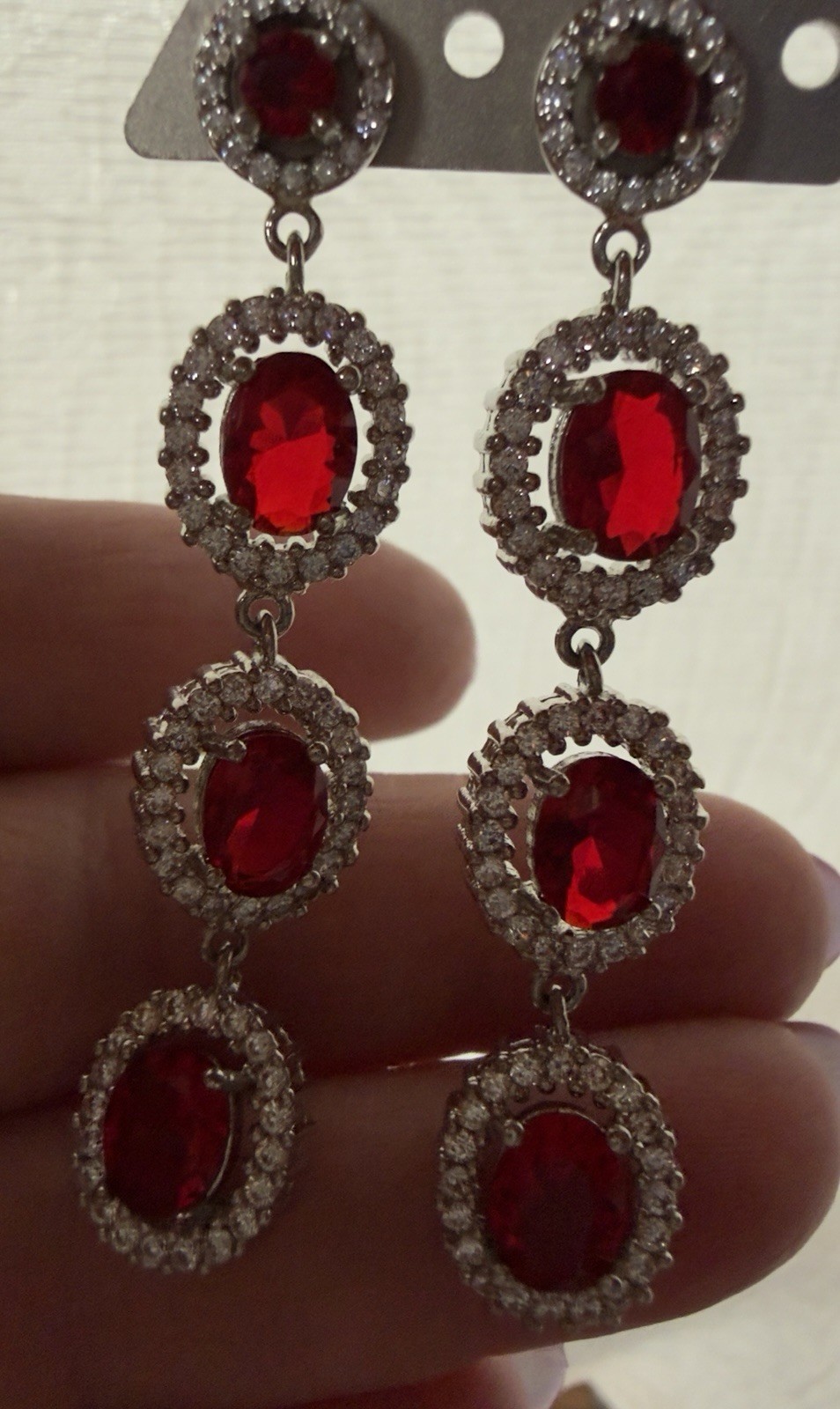 925 Silver Lab-Created Ruby & C Z Dangle Stud  Ea… - image 14
