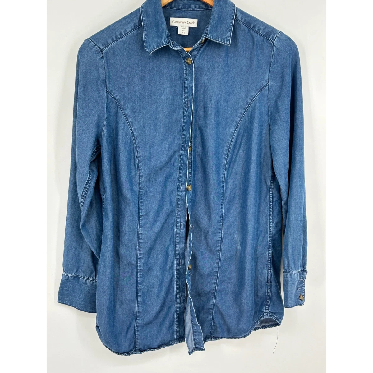 Chemise En Jean Coldwater Creek Femme Taille M – Bleu, Manches Longues, Boutons