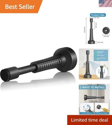 Matte Black Door Stoppers for Wall - 4.33 Inch Spring Door Stop for Bottom of...