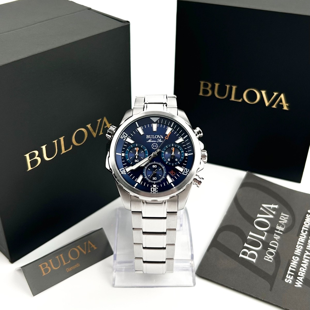 Bulova 96B256 Men's Blue Marine Star Chronograph Quartz Stainless