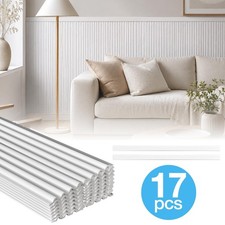 17Pcs 40" PSs Wainscoting Panel 3D Fluted Paintable Slat Wall Panels Home Deco