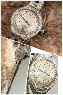ビンテージ30's40's ELGINレディース手巻き腕時計 1930's Ladies Art Deco Lady Elgin Watch ~ Sapphire Filigree Band