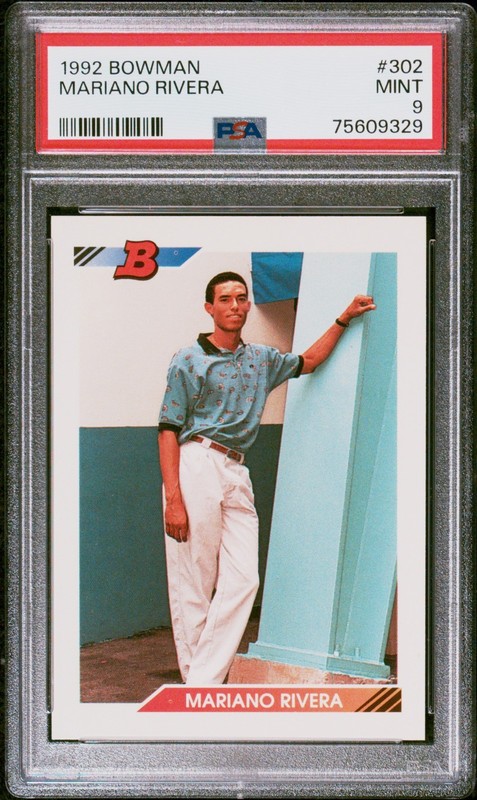 1992 BOWMAN MARIANO RIVERA #302 ROOKIE YANKEES HOF PSA 9 MINT REGRADE NON AUTO