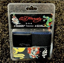 Original Ed Hardy 2 Belt Set - 1 Buckle  2 Reversible Belts - New in Package