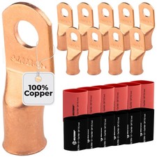 SELTERM 10pcs - 2/0 Awg - 3/8" Stud - Battery Lugs - Ring Terminal Connectors
