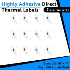 2-5/16" x 4" White Shipping Labels for Dymo 30256 LabelWriters XL/XL+ SE200