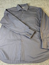 Van Heusen Flex Collar Reg Fit Dress Shirt Men's Size XL 17.5 34/35 Dk Blue EUC