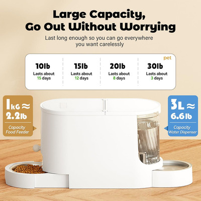 Automatic Cat Feeder 2-in-1 Set, Gravity Cat Food Feeder and Water Dispenser, Do