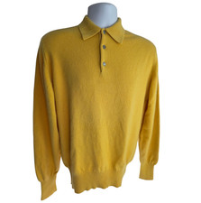 Hermes Men's 100 Cashmere Thick 4-6 Ply Polo Henley Sweater M Medium Scotland