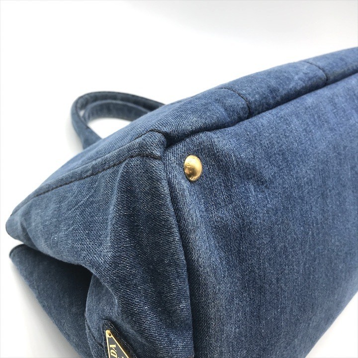 Good Condition PRADA Canapa 2WAY Shoulder Tote Hand Bag Denim Blue Ladies Brand thumbnail 4