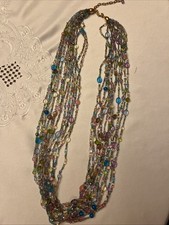 JOAN RIVERS Multi Strand Czech Pastel Glass Bead Torsade Necklace Fabulous