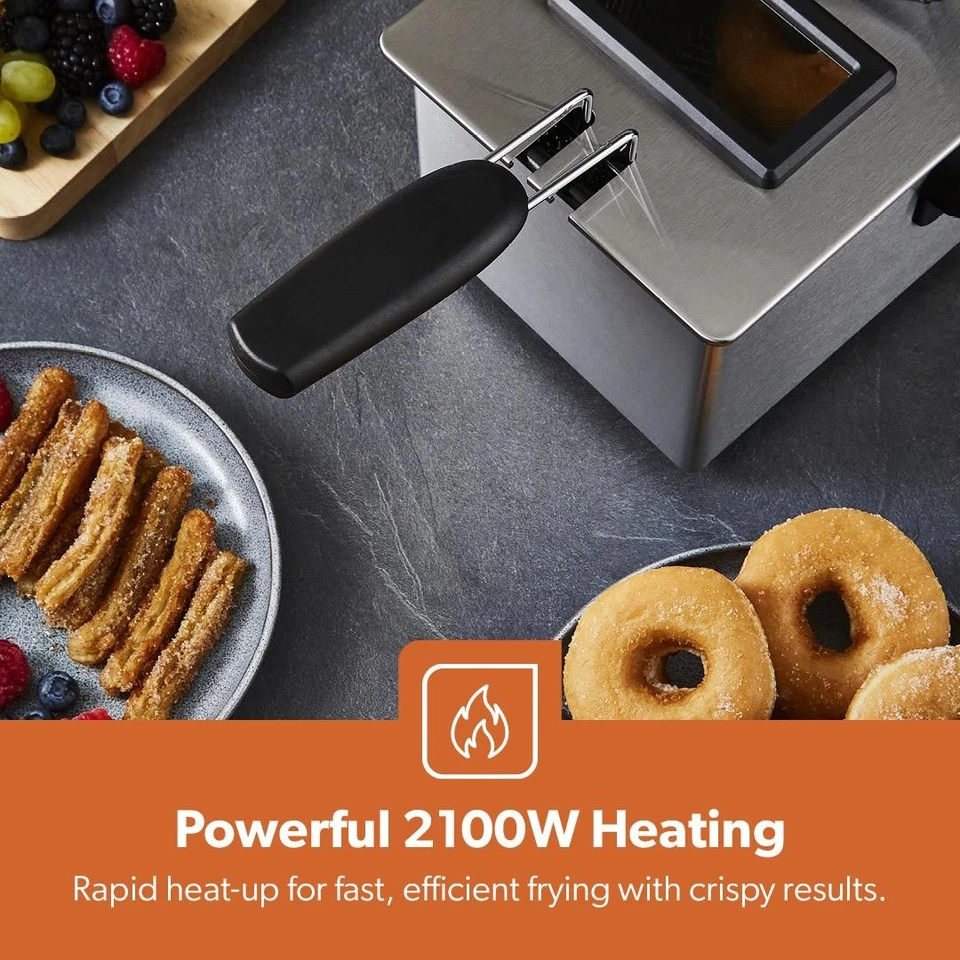 GEEPAS Deep Fat Fryer 3L Chip Pan Basket Stainless Steel Window Adjustable Temp - Image 4 of 4