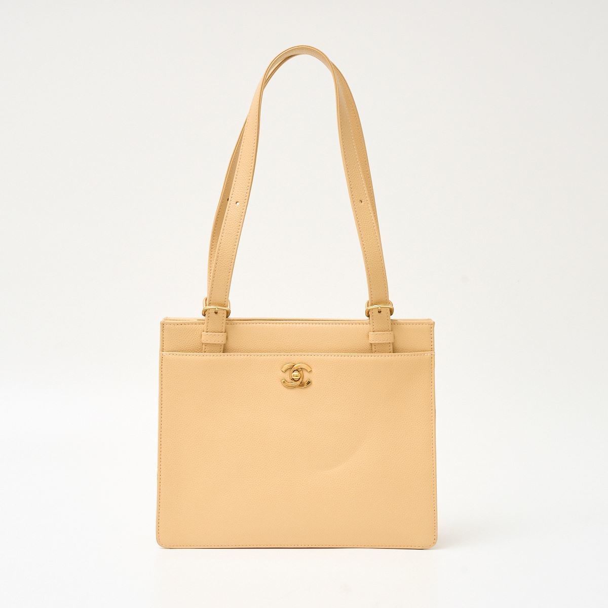 Vintage 1998 CHANEL Coco Mark Turn Lock Tote Shoulder Bag