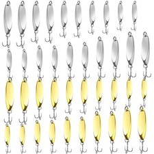 40 Pieces Fishing Lures Spoons Fishing Metal Saltwater Treble Trout Lures Har...