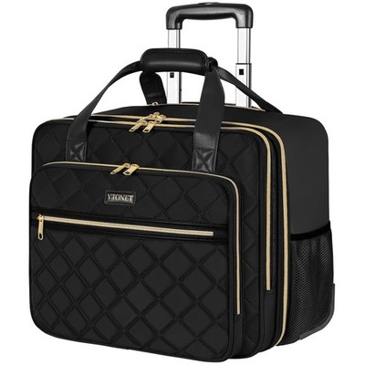 Women's Rolling Laptop Bag with Wheels, 17.3 Inch - Black