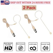 2x Beige Single Earhook Headset mini XLR Microphone for Shure Wireless-TA4F 4pin