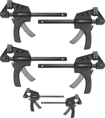 Amazon Basics 6 Stück, Einhandzwinge, 2 Stück 10,16 Cm, 4 Stück 15,24 Cm, Schwar