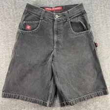VTG JNCO Jeans Shorts Mens 30 Black Baggy Wide Leg Carpenter Crown Logo 90s Y2k