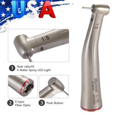 Dental 1:5 Fiber Optic LED Contra Angle Increasing Handpiece NSK Style SANDENT