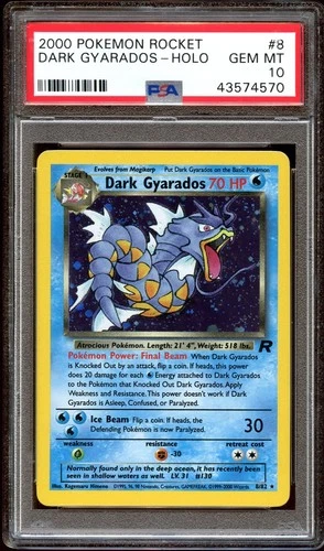 PSA 10 GEM MINT Dark Gyarados 8/82 HOLO RARE Team Rocket Pokemon Card
