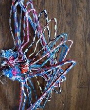 16 Vintage Crochet Yarn Hangars Pompoms Granny Retro Boho Bold Colors