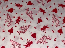 By 1/2 Yd Vintage Valentines Day Cupid Hearts 1993 Fabric Traditions Cotton BTHY