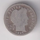 1897-P BARBER DIME 10¢ PHILADELPHIA MINT 90% SILVER COIN UNITED STATES AMERICA