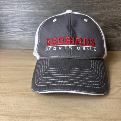 Redbirds Sports Grill Hat Cap Snap Back Gray White Mesh Trucker Embroidered Mens