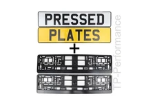 2x PRESSED METAL NUMBER PLATES + 2 Holders REGISTRATION 3D MOT DVLA LEGAL GERMAN