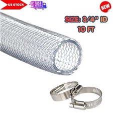 10ft High Pressure Braided Clear Flexible PVC Tubing 3/4" ID, 200 psi Hose