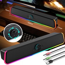 RGB Wired Computer Soundbar USB Powered Stereo Speaker for Desktop Monitor PC